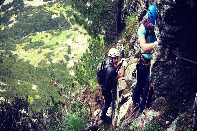 Via Ferrata Adventure on Kuklata peak 2257 m in Rila Mountain - Entering the Via Ferrata on Kuklata Peak: Cables, Steps, Ladders, and Bridges